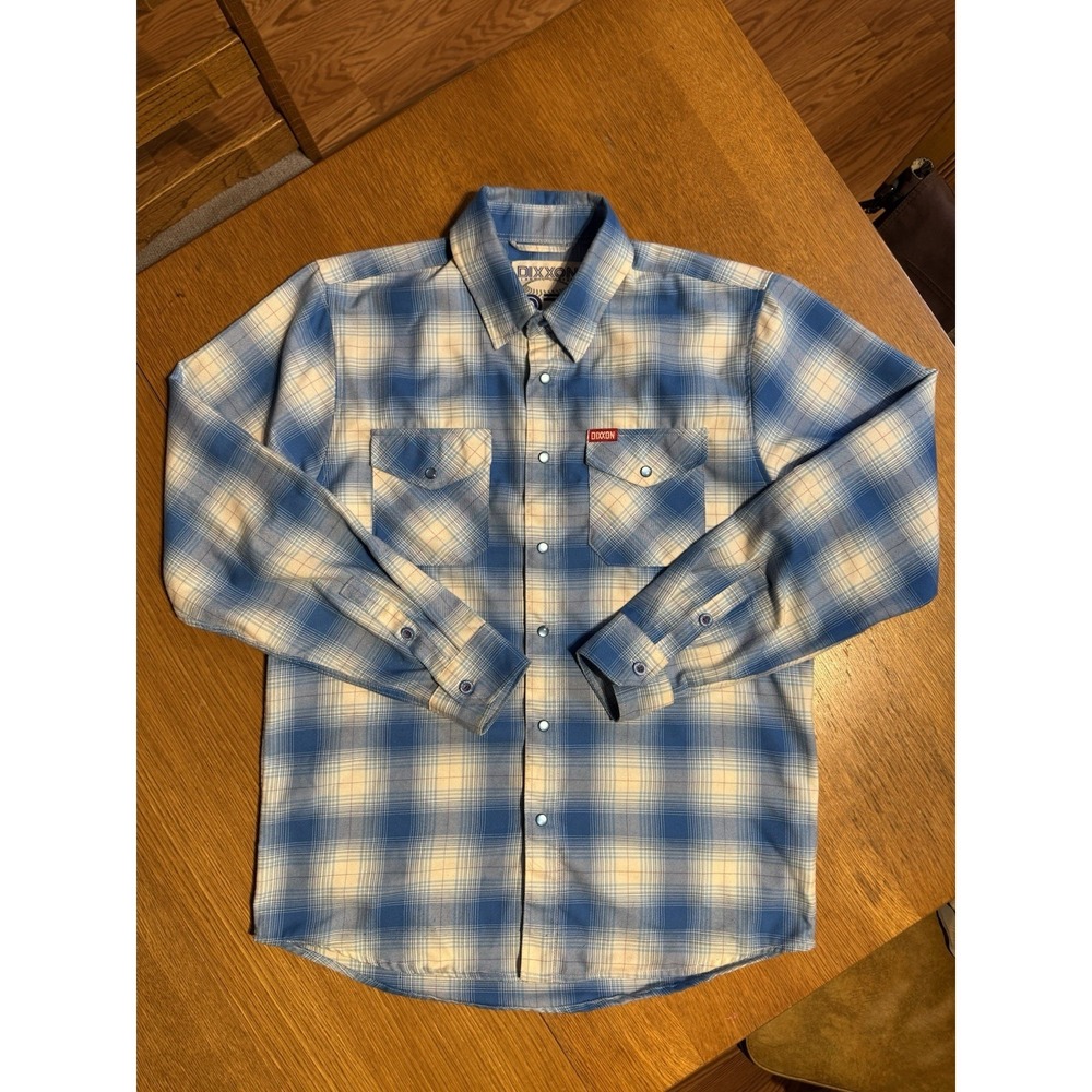 Dixxon The Winfield Flannel Shirt Mens M Blue Plaid Snap Front Dave Winfield - Picture 2 of 10
